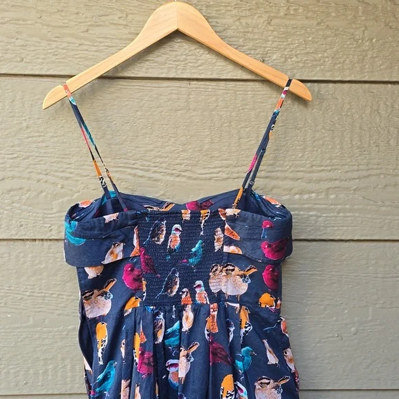 Anthropologie Maeve native bird print cotton fit flare dress 8 - Picture 9 of 14